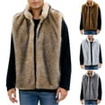 thumbnail image 1 of Kilaqueen Faux Fur Vest for Men Trendy Plush Flannel Coat Fluffy Fleece Waistcoat Warm Fall Winter Sleeveless Jacket Zip-Up Thermal Cardigan Outwear, 1 of 9
