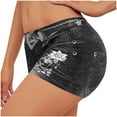 thumbnail image 1 of Kilaqueen Faux Jeans Shorts for Women Mid Elastic Waist No Front Seam Casual Shorts Hidden Scrunch Lifting Yoga Gym Shorts, 1 of 6