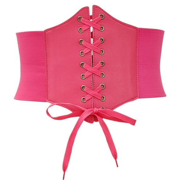 Kilaqueen Faux Leather Corset Belt for Women Vintage Halloween Waist Cincher Belt Bustiers Wide Elastic Tie Waspie Belt for Dresses