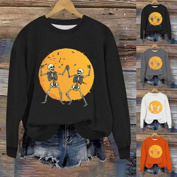 Kilaqueen Funny Graphic Crewneck Sweatshirts Women Soft Comfort Halloween Hoodies Oversized Sweatshirt Cat Fall Shirts Long Sleeve Tunic Tops