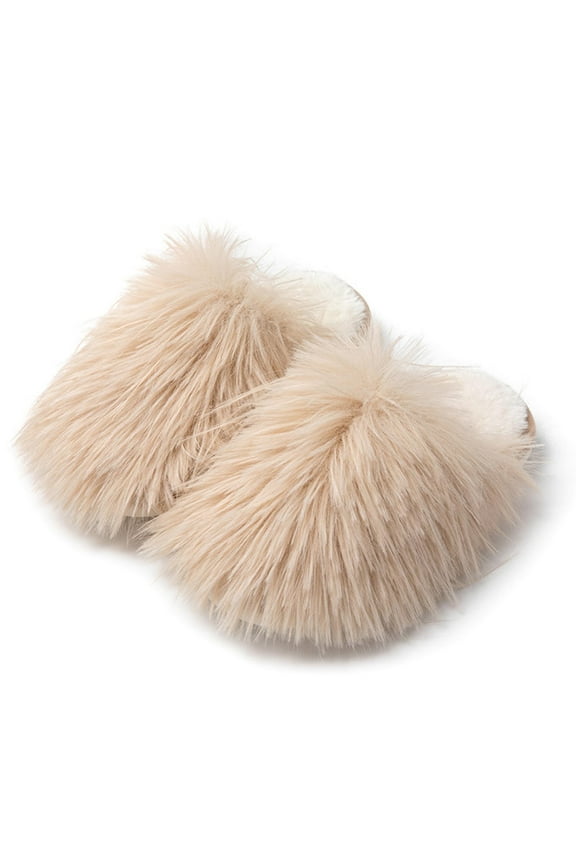 Fuzzy Faux Fur Slippers, Women's Fluffy Long Hair Sheep Slip On Slides, Long Curly Hair Non-Slip Warm Home Slide Shoes, Y2K Indoor Outdoor Soft Warm House Slippers