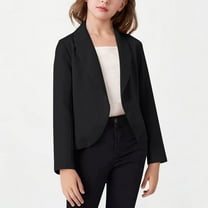 Kilaqueen Girls Blazer Jacket Solid Color Lapel Suit Coat Lightweight Dressy Casual Open Front Long Sleeve Blazers Size 5-14 Years