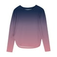 thumbnail image 1 of Kilaqueen Girls Long Sleeve Shirts Gradient Color Crewneck Side Slit Curve Hem Tops Loose Fit Fall Fashion Athletic Pullover, 1 of 7