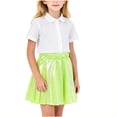 thumbnail image 1 of Kilaqueen Girls Shimmer Pleated Skirt with Elastic Waist, Metallic A Line Mini Skater Skirt for Parties, Dance, Performances and Holiday Outfits, 1 of 7