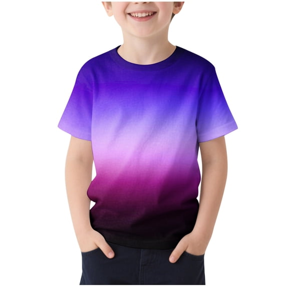 Kilaqueen Gradient Summer Tops for Teens Short Sleeve Crew Neck Pullover Tops Casual Relaxed Fit Relaxed Fit Basic Tees for 2-13Y