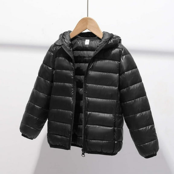 Kilaqueen Hooded Puffer Jacket for Girls/Boys 4-12T Packable Down-Alternative Warm Coat Kids Autumn Winter Comfy Lightweight Outerwear