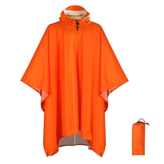 Kilaqueen Hooded Rain Poncho for Adults Hiking Camping Portable Waterproof Lightweight Rain Coat for Men Women Reusable Rain Jacket for Emergency Outdoor