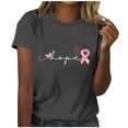 thumbnail image 1 of Kilaqueen Hope Breast Cancer Awareness Shirt for Women Pink Ribbon Graphic Tees Breast Cancer Warrior Short Sleeve Inspirational Blouse Tops, 1 of 4