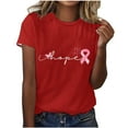 thumbnail image 1 of Kilaqueen Hope Breast Cancer Awareness Shirt for Women Pink Ribbon Graphic Tees Breast Cancer Warrior Short Sleeve Inspirational Blouse Tops, 1 of 4