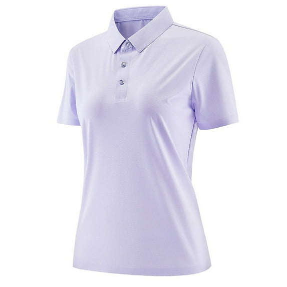 Kilaqueen Ice-Silk Womens Tops Short Sleeve Button Lapel Quick Dry Seamless Shirts Casual Solid Color Moisture Wick Tennis Golf Tops