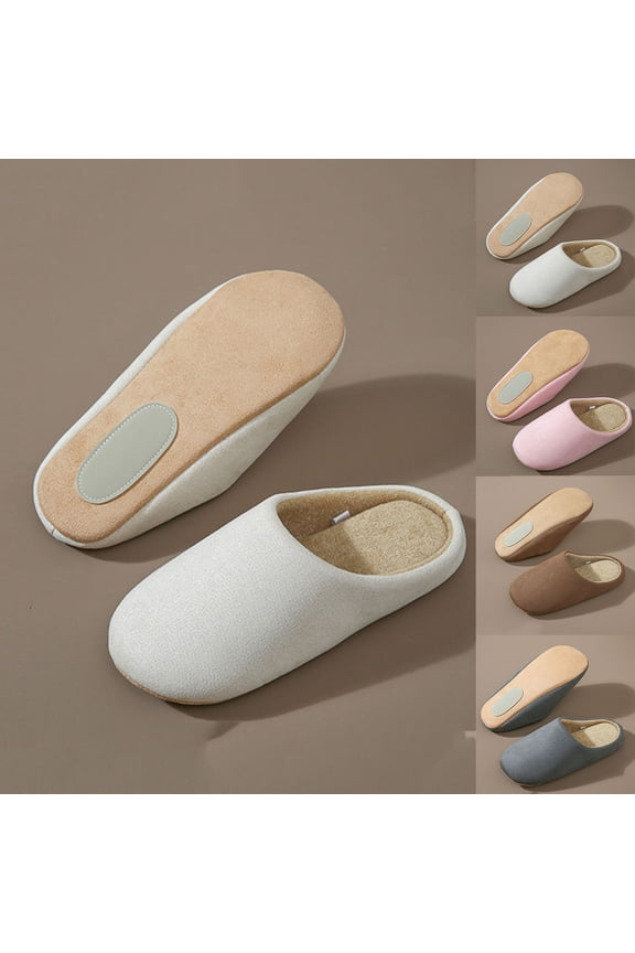 Indoor Silent Cloth Sole Slippers for Women, Soft Comfy House Shoes Slip On Warm Memory Foam Couple Slippers Bedroom Non-Slip Indoor
