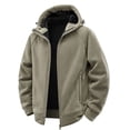thumbnail image 1 of Kilaqueen Jackets for Men Fleece Lined Long Sleeve Hooded Zip Up Coats with Pockets Solid Color Casual Comfy Trendy Fall Winter Warm Outerwear, 1 of 6