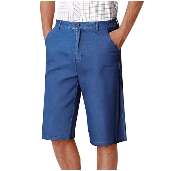 Kilaqueen Jean Shorts for Men Solid Color Regular Fit Straight Leg Denim Shorts Casual Trendy Daliy Spring Summer Shorts