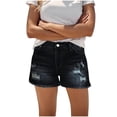 thumbnail image 1 of Kilaqueen Jean Shorts for Women Ripped High Waisted Stretchy Cuffed Hem Shorts with Pockets Trendy Distressed Cut Off Shorts, 1 of 8