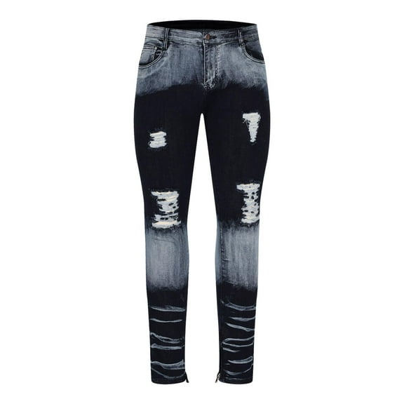 Kilaqueen Jeans for Men Skinny Ripped Stretch Slim Fit Denim Pants Stacked Distressed Vintage Fashion Straight Leg Pants