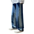 thumbnail image 1 of Kilaqueen Jeans for Men Vintage Gradient Button Closure Jeans Pants with Pockets Fashion Comfy Casual Straight Leg Pants, 1 of 6