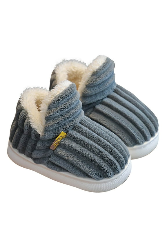 Kids Cloud Booties Boys Girls Warm Winter Soft Corduroy Bedroom Indoor Outdoor Furry Non-Slip Shoe Walker Toddler Fuzzy Cozy Thick-Soled Fleece House Shoes