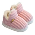 thumbnail image 1 of Kilaqueen Kids Cloud Booties Boys Girls Warm Winter Soft Corduroy Bedroom Indoor Outdoor Furry Non-Slip Shoe Walker Toddler Fuzzy Cozy Thick-Soled Fleece House Shoes, 1 of 3