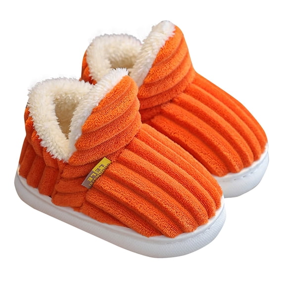 Kilaqueen Kids Cloud Booties Boys Girls Warm Winter Soft Corduroy Bedroom Indoor Outdoor Furry Non-Slip Shoe Walker Toddler Fuzzy Cozy Thick-Soled Fleece House Shoes