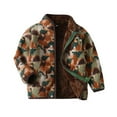 thumbnail image 1 of Kilaqueen Kids Printed Polar Fleece Jacket Toddler Baby Boys Girls Autumn Winter Warm Sherpa Lining Outerwear Soft Lightweight Full Zipper Fuzzy Jacket with Pocket, 1 of 2