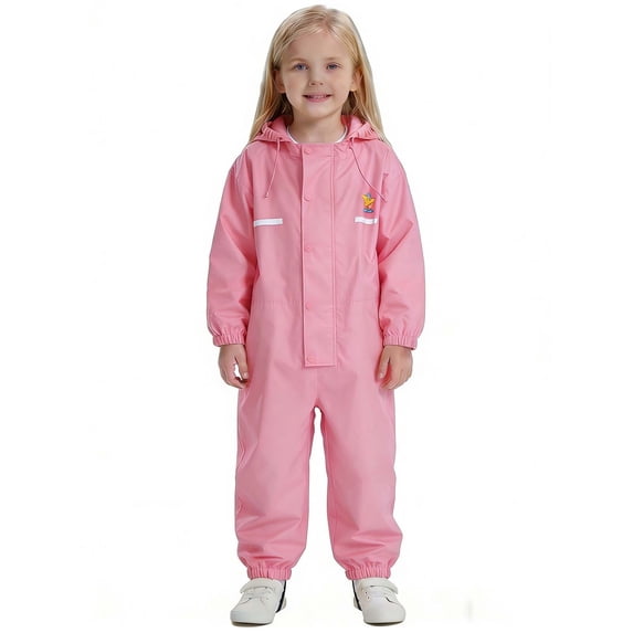 Kilaqueen Kids Toddler One Piece Rain Suit, Boys Girls Lightweight Rain Suit Coverall for Daycare Outdoor Play