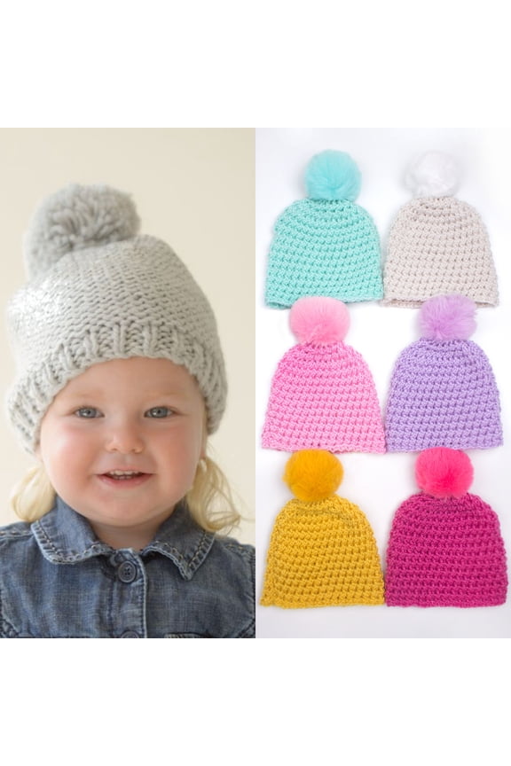 Kids Toddler Winter Hat with Pom Pom Cute Warm Fleece Lined Knit Beanies Cap for Cold Weather Soft Comfy Cloche Hats