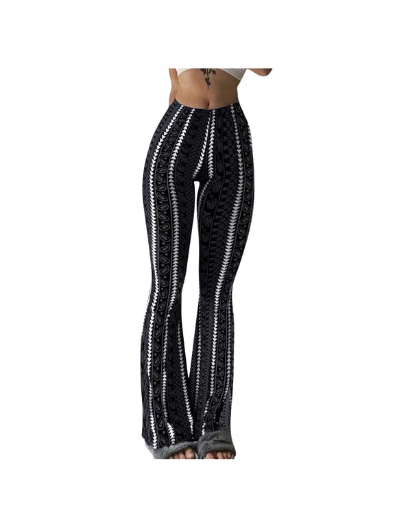 Leggings for Women Boho Elastic High Waist Flare Yoga Pants Trendy Athletic Gym Sport Bell Bottoms Pants
