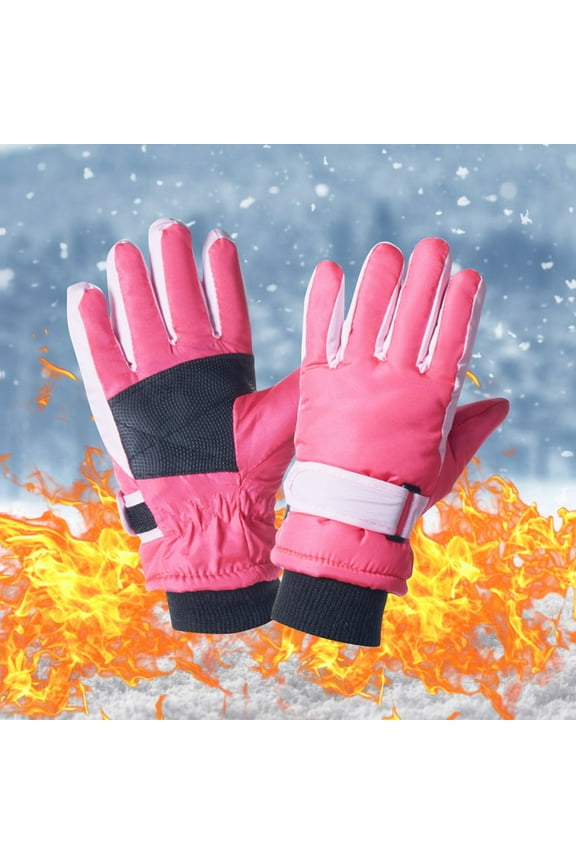Lightweight Kids Ski Gloves Outdoor Fleece Lining Cycling Gloves Boys Girls Winter Waterproof Warm Snowboarding Gloves(3-15Y), Winter Vacation Essential Kids Gloves