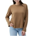 thumbnail image 1 of Kilaqueen Lightweight Women's Sweaters Solid Color Crew Neck Long Sleeve Pullover Tops Casual Comfy Soft Sweaters, 1 of 3