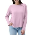 thumbnail image 1 of Kilaqueen Lightweight Women's Sweaters Solid Color Crew Neck Long Sleeve Pullover Tops Casual Comfy Soft Sweaters, 1 of 3