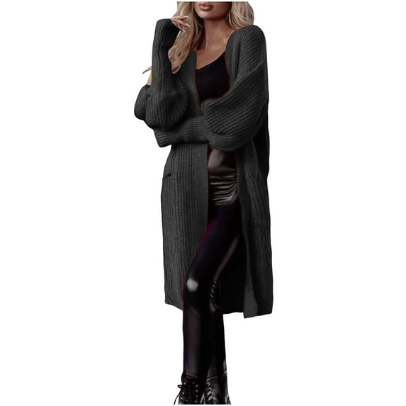 Kilaqueen Long Cardigans for Women Oversized Long Sleeve Open Front Ribbed Cardigan Chunky 2025 Fall Winter Warm Outerwear with Pocket