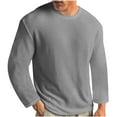 thumbnail image 1 of Kilaqueen Long Sleeve Shirts for Men Crew Neck Solid Color Waffle Knit Textured Pullove Tops Casual Loose Fit Comfy Basic Tops, 1 of 5