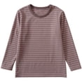 thumbnail image 1 of Kilaqueen Long Sleeve T-Shirt for Boys Girls Basic Striped Crewneck Pullover Tops Soft Comfy Fall Winter Tees for 3-15 Years, 1 of 5