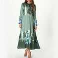 thumbnail image 1 of Kilaqueen Loose Fitness Abaya for Women Casual Long Sleeve Printed Maxi Dresses Lady Muslim Robe Crew Neck Lightweight A Line Dresses for Women, 1 of 8
