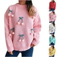 thumbnail image 1 of Kilaqueen Loose Fitness Oversized Sweaters for Women Cute 3D Cherry Fall Sweaters Trendy Going Out Tunic Tops Stretchy Comfy Fall Winter Warm Outfits, 1 of 7