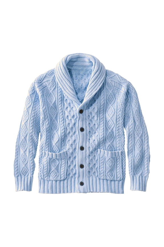 Men's Cable Knitted Cardigan Sweater Casual Long Sleeve Shawl Collar Button Down Textured Cardigans Chunky Warm Sweaters with Pockets