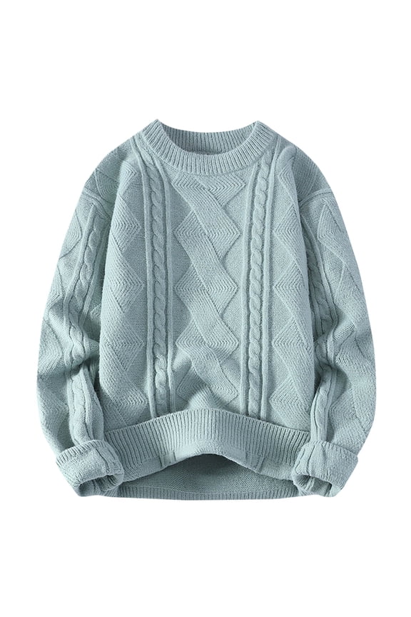 Men's Crew Neck Sweater Ribbed Knit Long Sleeve Pullover Tops Casual Solid Color Slim Fit Twist Textured Sweaters