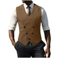 thumbnail image 1 of Kilaqueen Men's Fashion Double-Breasted Dress Vest British Style Lapel Solid Color V Neck Waistcoat, 1 of 5