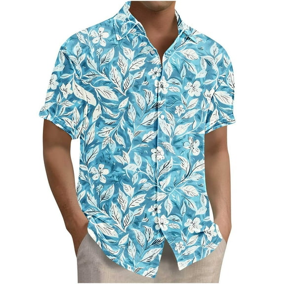 Kilaqueen Men's Hawaiian Shirt Short Sleeve Button Down Lapel Shirt Tropical Floral Beach Vacation Summer Pullover Party Holiday Shirt