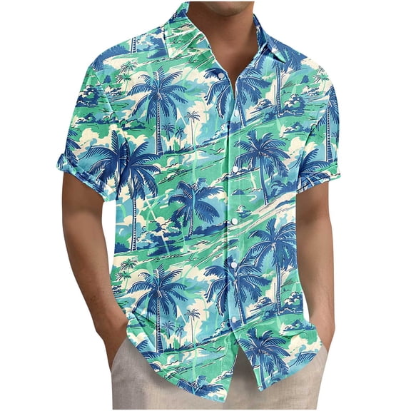 Kilaqueen Men's Hawaiian Shirt Short Sleeve Button Down Lapel Shirt Tropical Floral Beach Vacation Summer Pullover Party Holiday Shirt
