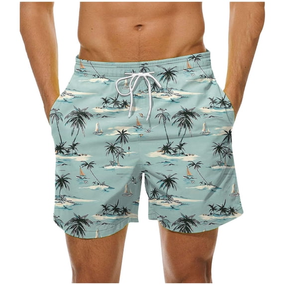 Kilaqueen Men's Hawaiian Shorts Summer Beach Elastic Waist Drawstring Shorts with Pockets Vacation Quick Dry Loose Fit Shorts