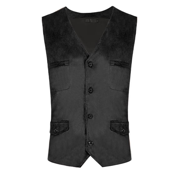 Kilaqueen Men's Suit Vest Solid Color Single-Breasted V-Neck Business Formal Dress Waistcoat with 4 Pockets for Tuxedo Wedding