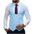 thumbnail image 1 of Kilaqueen Men's Suit Vest U Neck Double Breasted Slim Fit Business Formal Dress Waistcoat Wedding Casual Striple Vests, 1 of 5