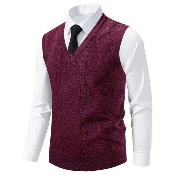 Kilaqueen Men's Sweater Vest V-Neck Sleeveless Argyle Knitted Sweater Slim Fit Casual Lightweight Classic Business Vests Knitwear Pullover Autumn Winter Warm Tank Tops