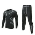 thumbnail image 1 of Kilaqueen Men's Workout Set Stretch Quick-dry Long-Sleeve Crew Neck Tops with High-Stretch Comfy Compression Training Leggings, 1 of 4