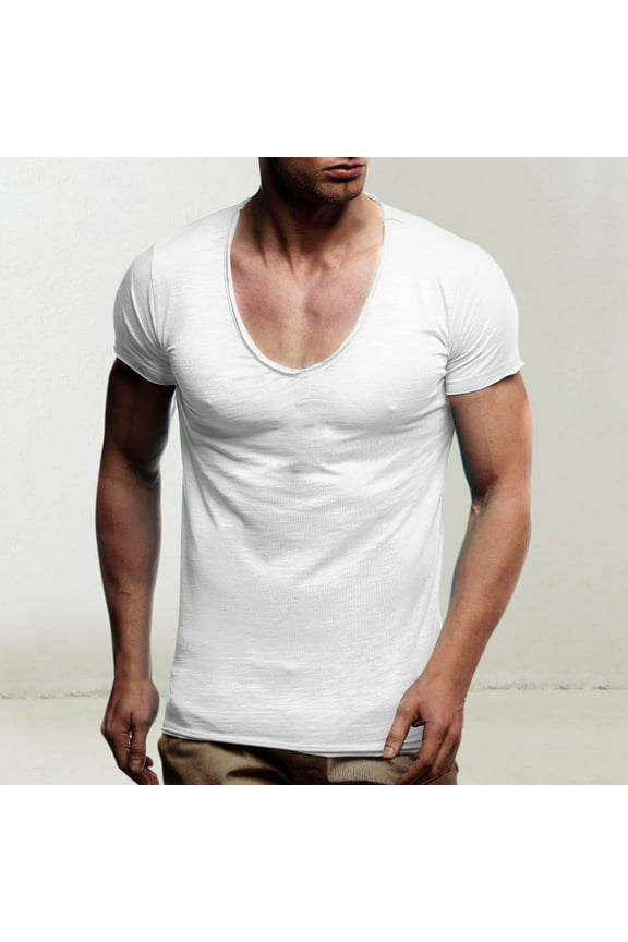 Mens Casual Short Sleeve Workout Muscle T-Shirts Soft Lightweight Scoop Neck Slim Fit Gym Bodybuilding Athletic Summer Tops