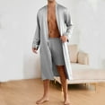 thumbnail image 1 of Kilaqueen Mens Kimono Robe Set 2 Pcs Lightweight Silk Satin Long Sleeve Bathrobe with Shorts Sleepwear Pjs Sets, 1 of 4