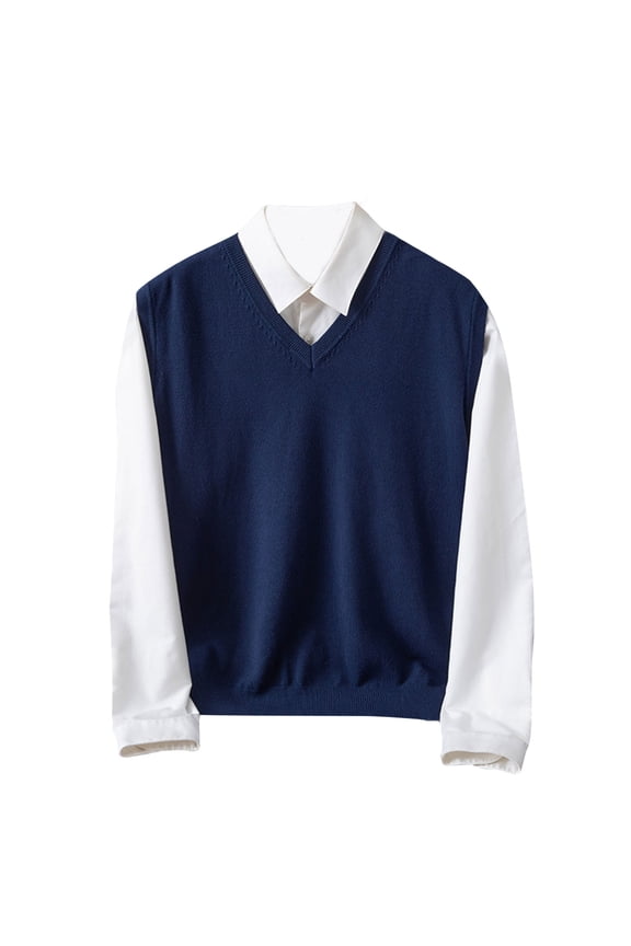 Mens Knit Sweater Vest Fall Loose Fit Sleeveless Knit Pullover Tops V Neck Casual Solid Color Lightweight Soft Sweaters Waistcoat