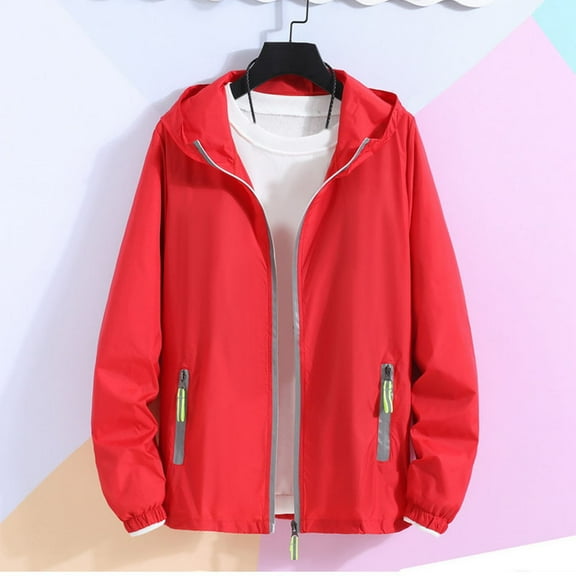 Kilaqueen Mens Lightweight Waterproof Rain Jacket Windbreaker with Reflective Zipper Casual Full Zip Hooded Jackets UPF 50   Sun Protection Fishing Hoodies