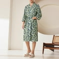 thumbnail image 1 of Kilaqueen Mens Long Robe Palm Tree Printed Soft 3/4 Sleeve Bath Robe Quick Dry Summer Knee Length Comfy Casual Wrap Kimono Bathrobe Housecoat, 1 of 5